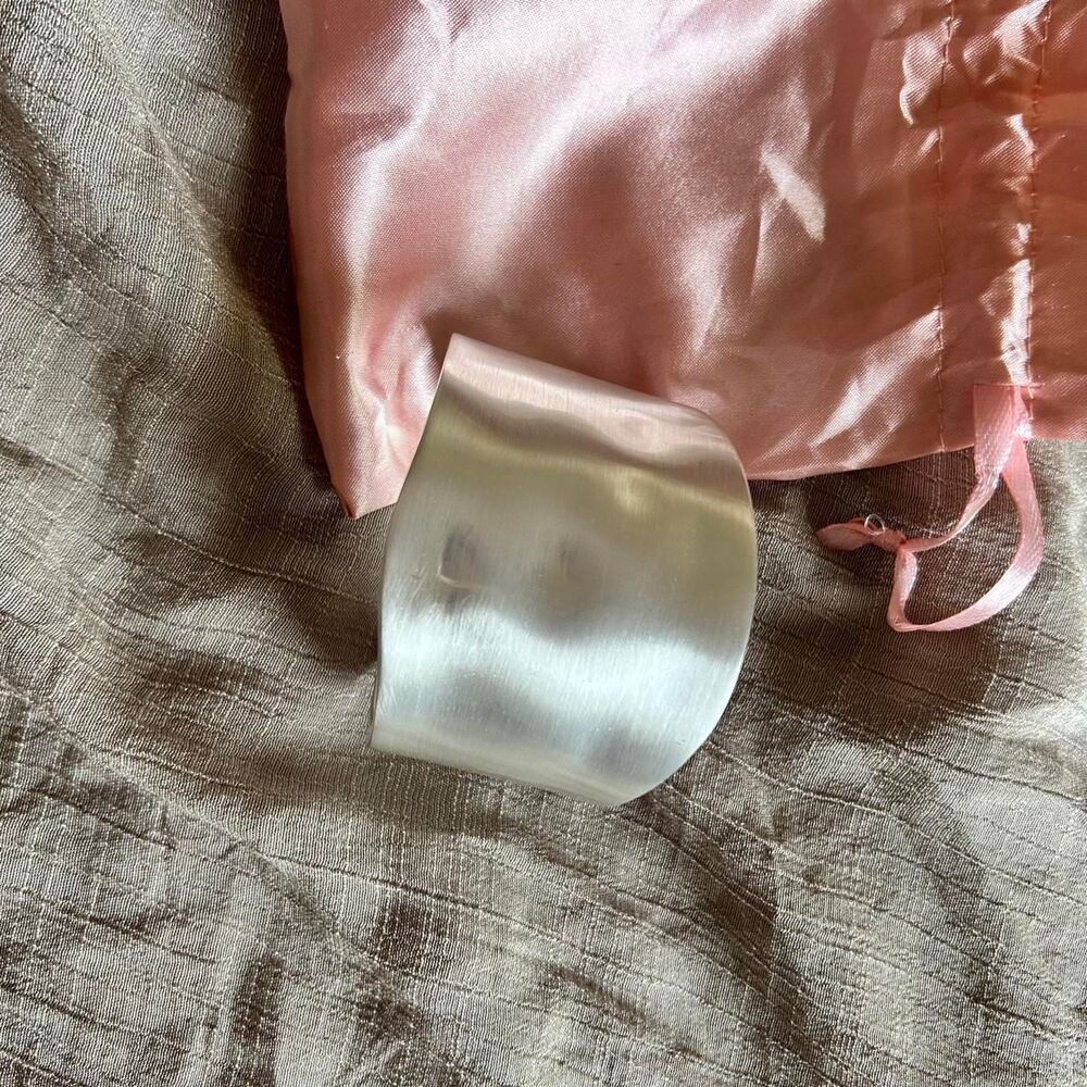 Silver Sculptural Wide Cuff Bracelet Minimalist Statement Bangle